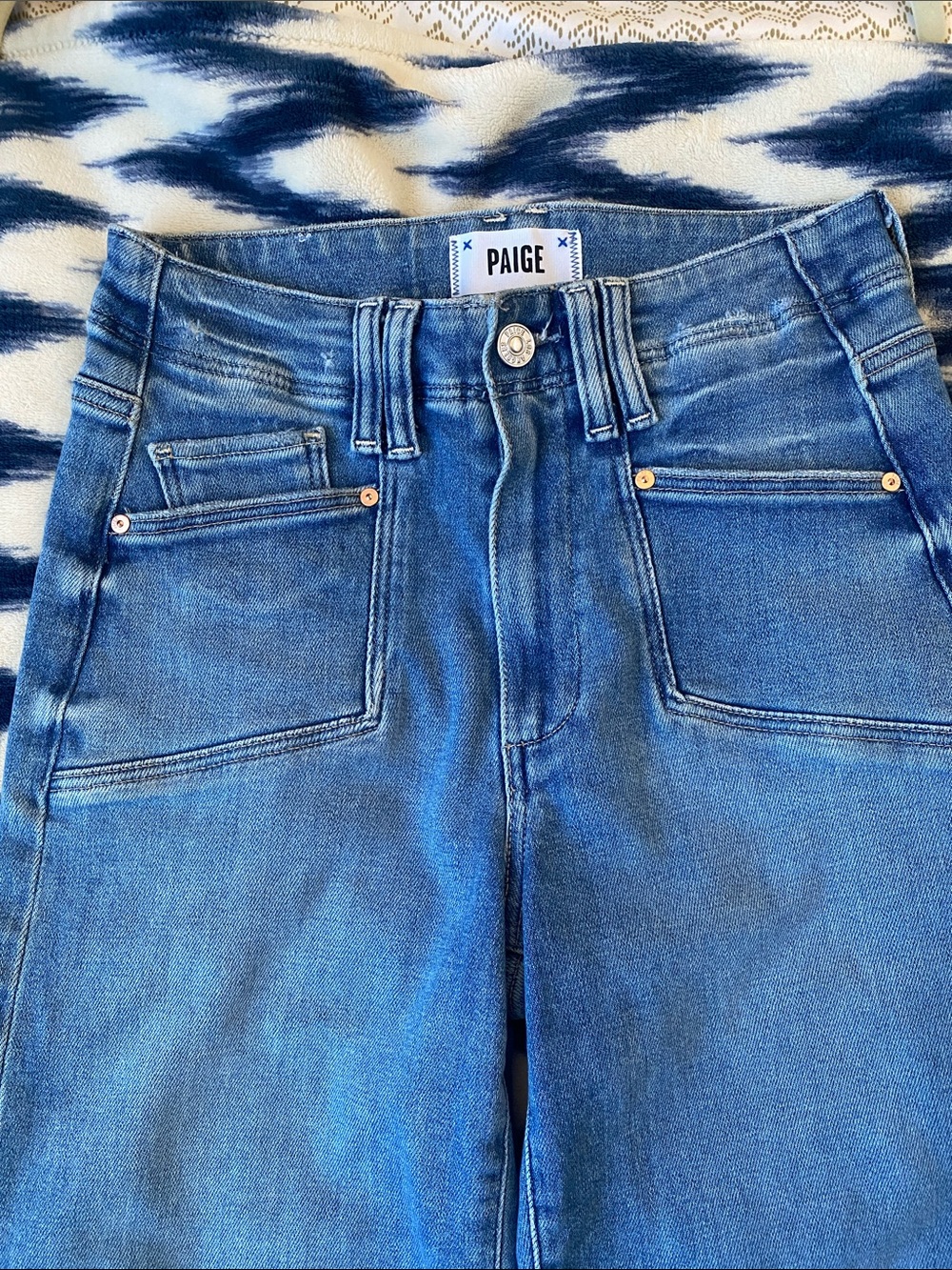 PAIGE Light Blue High-Rise Wide Leg Jeans - Picture 10 of 13